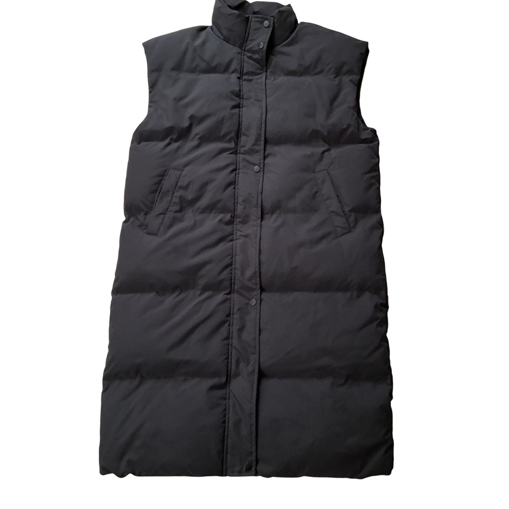 Dazy Black Longline Puffer Vest Sleeveless Quilted Outerwear Jacket Small